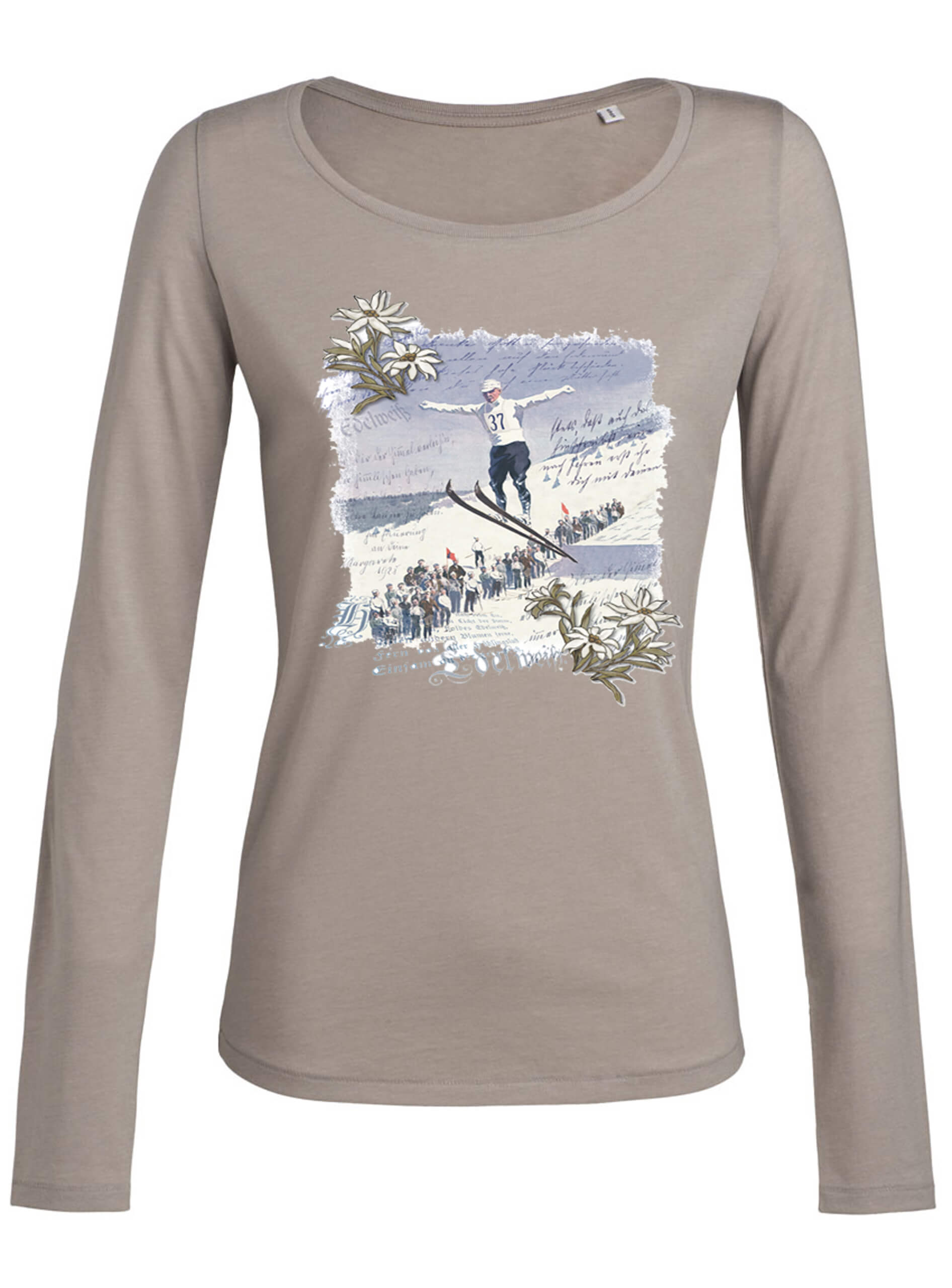 Lady Edelweiss Damen T-Shirt 20306 Skispringer Gr S Nude langarm
